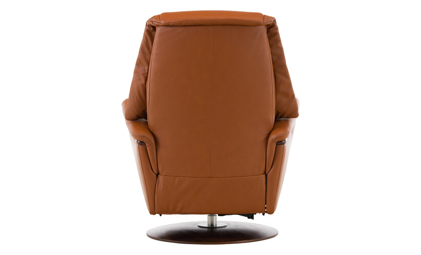 Brown leather recliner chair on a white background